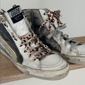 GGDB slide  with Leopard Laces leather silver